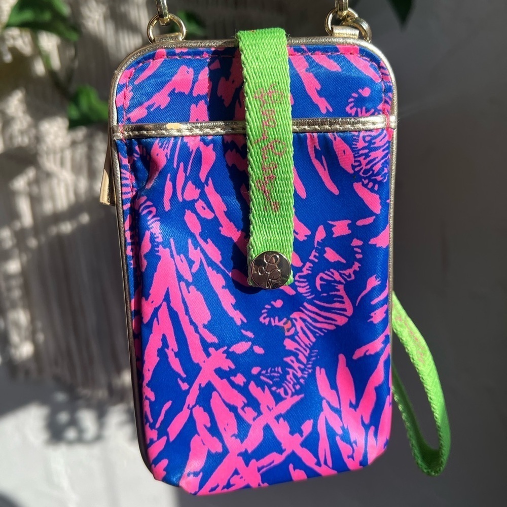 Lilly Pulitzer Phone Wallet Crossbody – Neon Pink/Blue Print – bag purse